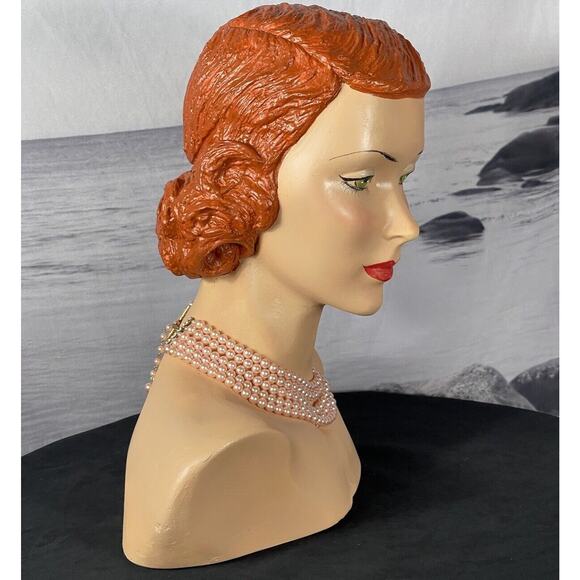 Pink Pearl Necklace Multi Strand Choker Statement Faux - Picture 4 of 16